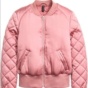 Sold- Divided H&M Pink Satin Bomber Jacket Size M
